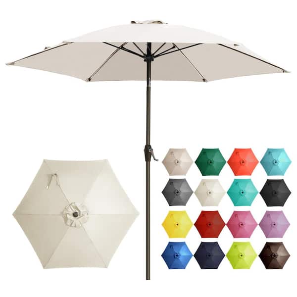 fiberglass patio umbrella Unbranded UV Resistant Fiberglass Market Umbrella Heavy Duty 9ft Round  Canopy TFL0049