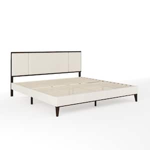 Jett Brown Wood Frame King Platform Bed with Upholstered Solid Wood