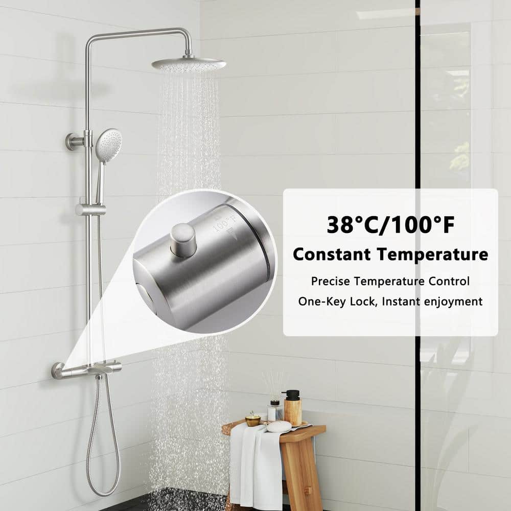 Brushed Nickel Dual Rain and Handheld Shower System
