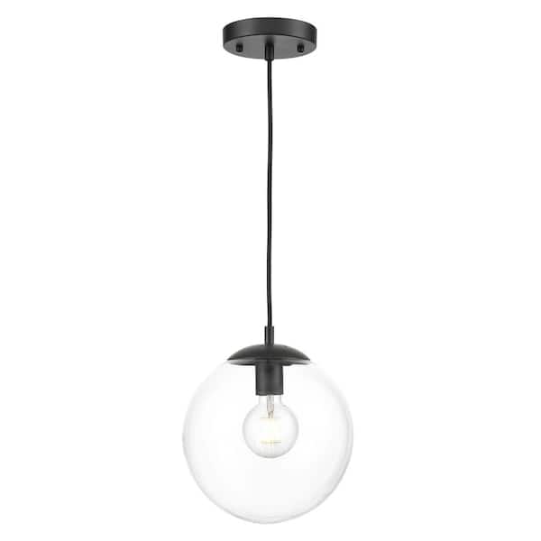 Light Society Zeno 1-Light Black/Clear Globe Pendant with Glass Shade
