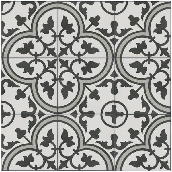 Merola Tile Arte Grey 9-3/4 in. x 9-3/4 in. Porcelain Floor and Wall Tile (10.88 sq. ft./Case)