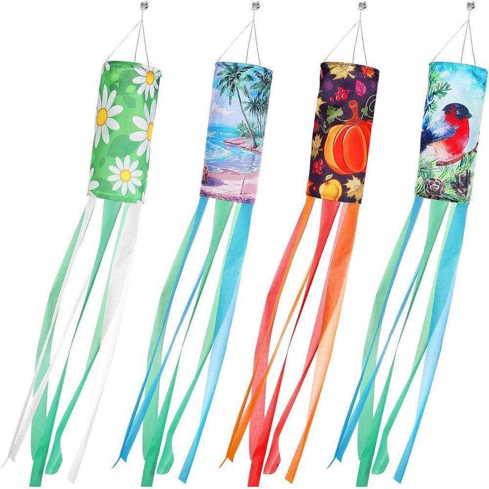 Springtime Windsock 4-Pack Seasonal Wind Sock Spring Summer Fall Winter Outdoor Hanging ...