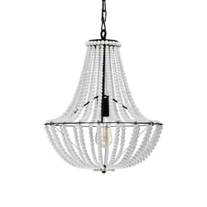 Roly 16 in. 1-Light Indoor Iron Black and White Pendant Ceiling Light