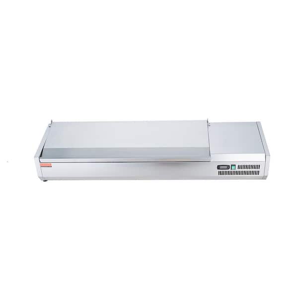 Refrigerated Condiment Prep Station Countertop 0.8 Cu. ft with 4 1/3 Pans & 4 1/6 Pans 304 Stainless Steel Body Silver