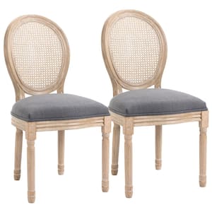 37.75 in. Grey Medium Back Wood Frame Bar Stool with Linen Seat (Set of 2)