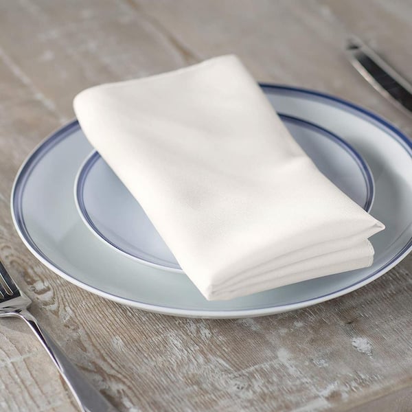 Lann's Linens 1 Dozen 20 Cloth Dinner Table Napkins for Weddings -  Polyester Fabric Ivory