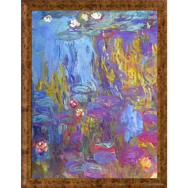LA PASTICHE Water Lilies, 1917 by Claude Monet Havana Burl Framed Nature Oil Painting Art Print 41.75 in. x 53.75 in.