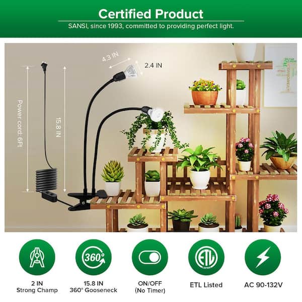 SANSI 300-Watt Equivalent Full Spectrum Black Clip-on Gooseneck