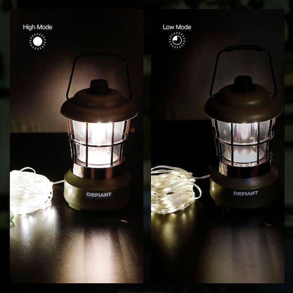 Defiant 300 Lumens Rechargeable Dimmable Lantern with String Light