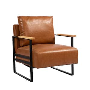 Set of 1, Urban Retreat Faux Leather Armchair Perfect for Modern Living Spaces - Brown
