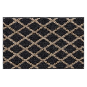 Basics Lewis Diamond Black 1 ft. 8 in. x 2 ft. 6 in. Transitional Tufted Geometric Lattice Polyester Rectangle Area Rug