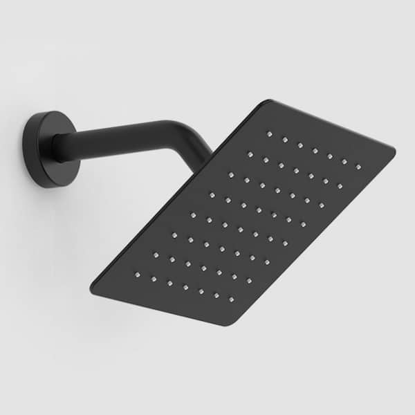 1-Spray Patterns with 2.2 GPM 8 in. Square Wall Mount Fixed Shower Head in Matte Black