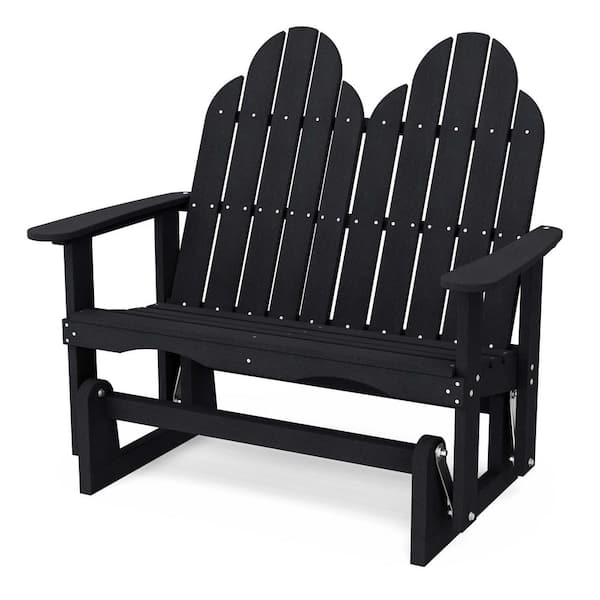 Wildridge Classic 2-Person Black Plastic Outdoor Adirondack Glider