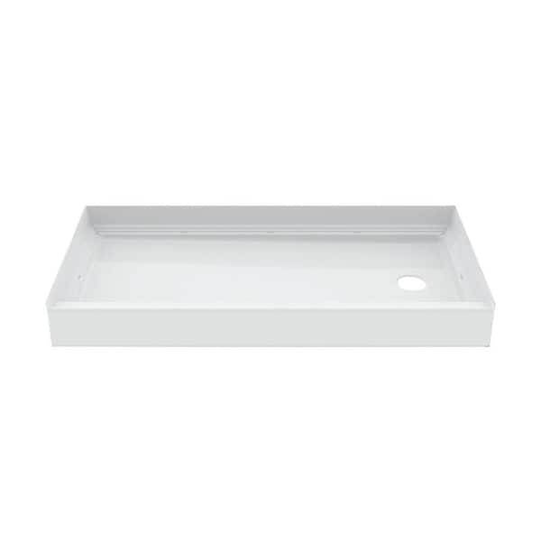 Aquatic Composite 60 in. x 30 in. Single Threshold Right Drain Shower Pan in White