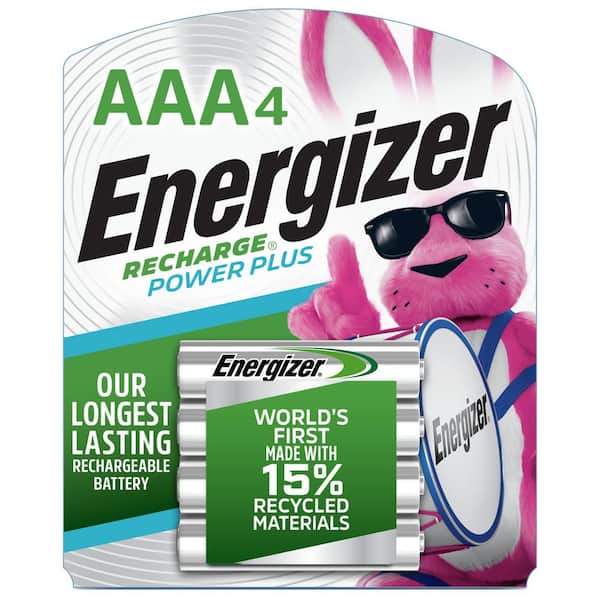 Energizer Power Plus Rechargeable AAA Batteries (4-Pack), 800 mAh Triple A Batteries