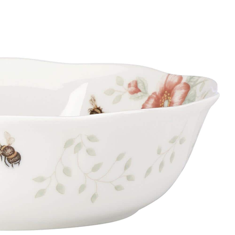 White Floral Ceramic Soup Bowls, Set of 4