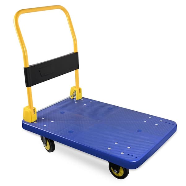 1100 lb. Capacity 4-Wheel Steel Standard Duty Platform Truck in Blue