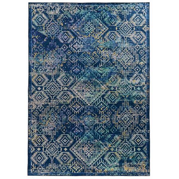 Linon Home Decor Echelon Noni Navy/Teal 2 ft. 2 in. x 3 ft. 2 in. Accent Rug