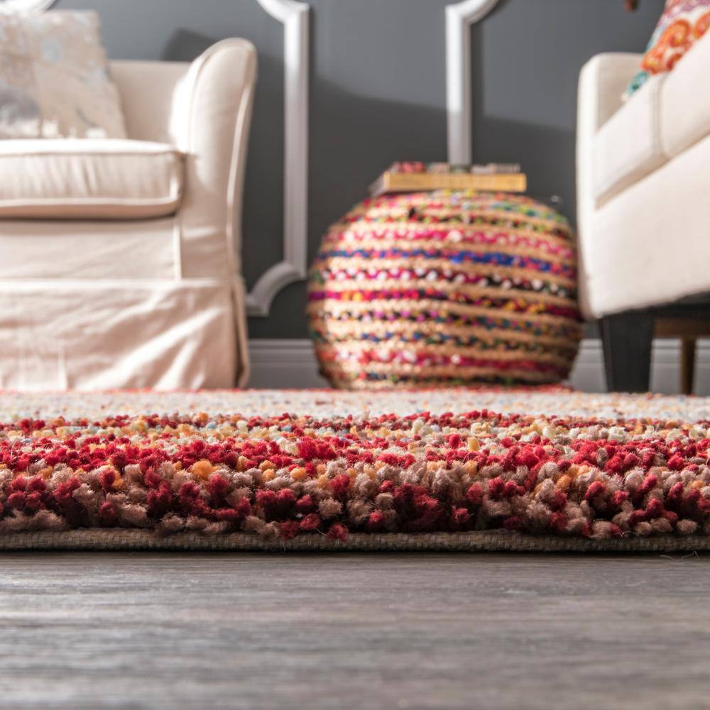 Zoomy 6' x 9' Red Striped Tufted Shag Rug