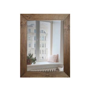 46 in. H x 34 in. W Hand Stained Wood Beveled Mirror (Inner Mirror 24 in. x 36 in.)