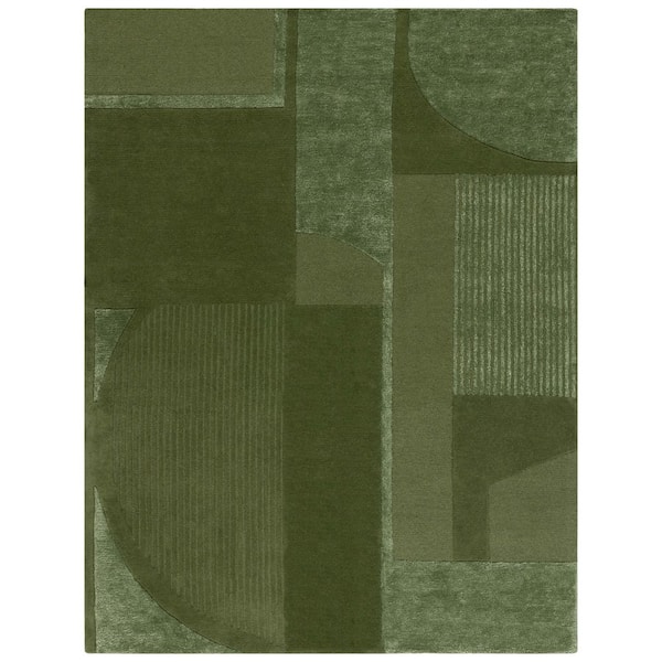 Fifth Avenue 10 ft. x 14 ft. Green Contemporary Geometric Area Rug