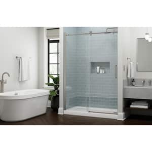 Exuma 60 in. W x 76 in. H Frameless Sliding Shower Door in Nickel with 3/8 in. (10mm) Tempered Clear Glass