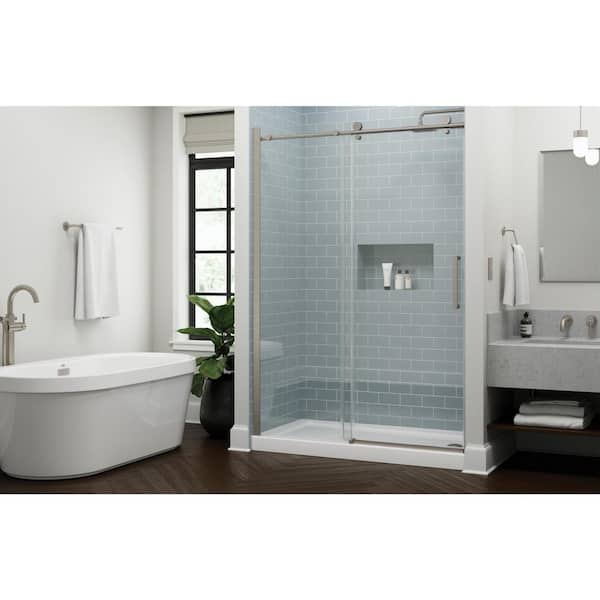 Delta Exuma 60 in. W x 76 in. H Frameless Sliding Shower Door in Nickel with 3/8 in. (10mm) Tempered Clear Glass