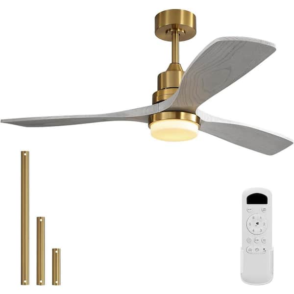 CACI Mall 52 in. Indoor/Outdoor Gold Ceiling Fan Integrated LED with Light Kit and Remote Control