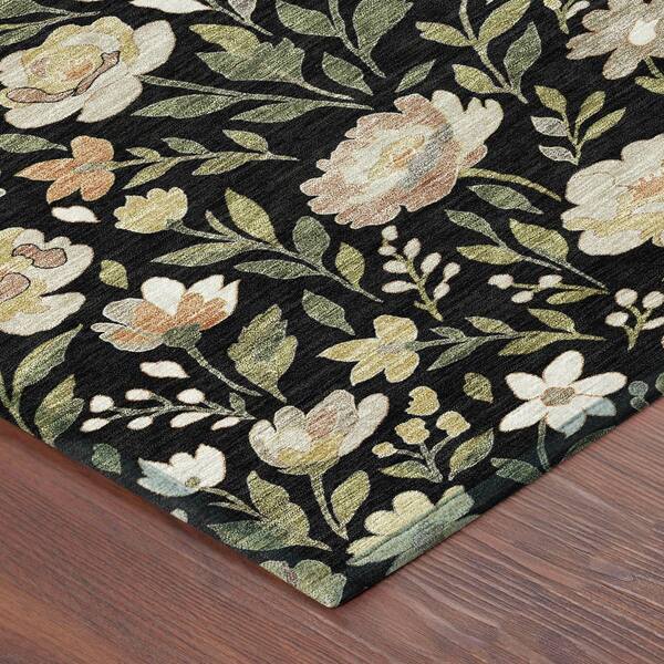 Chantille Machine Washable Indoor/Outdoor Abstract ACN2438 Black 3 ft. x 4 ft. Area Rug