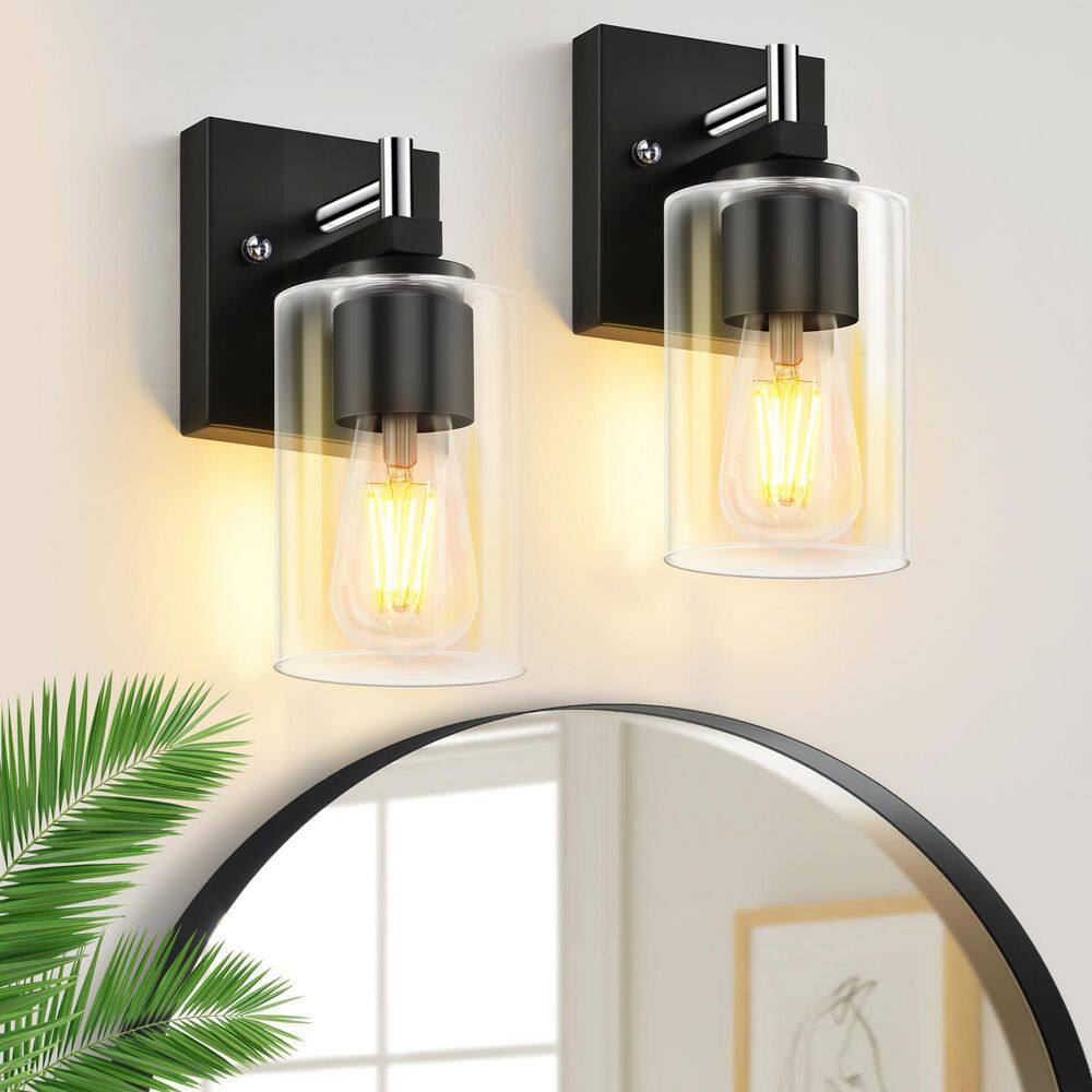 4.1 in. 1-Light Matte Black & Brushed Nickel Modern Vanity Light with Clear Glass Shade(2-Pack) price history on PriceWatchPro