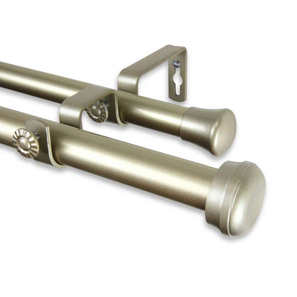 66 in. - 120 in. Telescoping 1 in. Double Curtain Rod Kit in Light Gold with Rosen Finial price history on PriceWatchPro