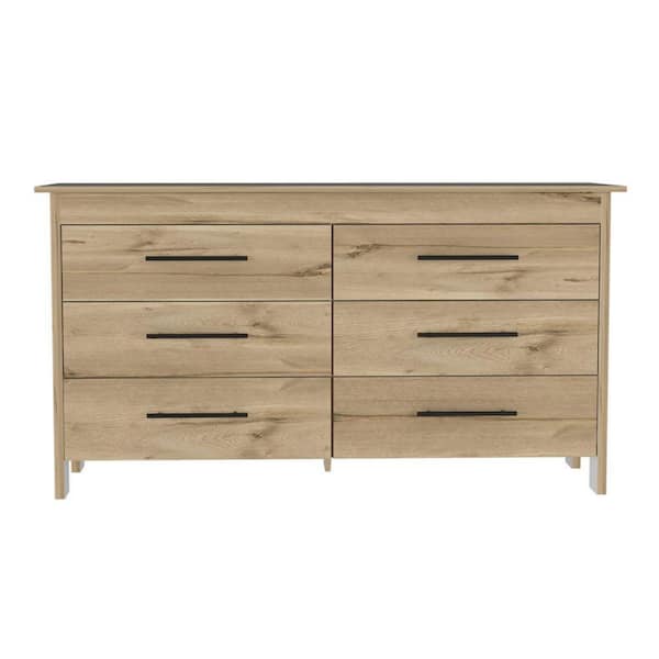 HomeRoots Victoria Light Oak And White 4 Drawers 58.8 in. Dresser