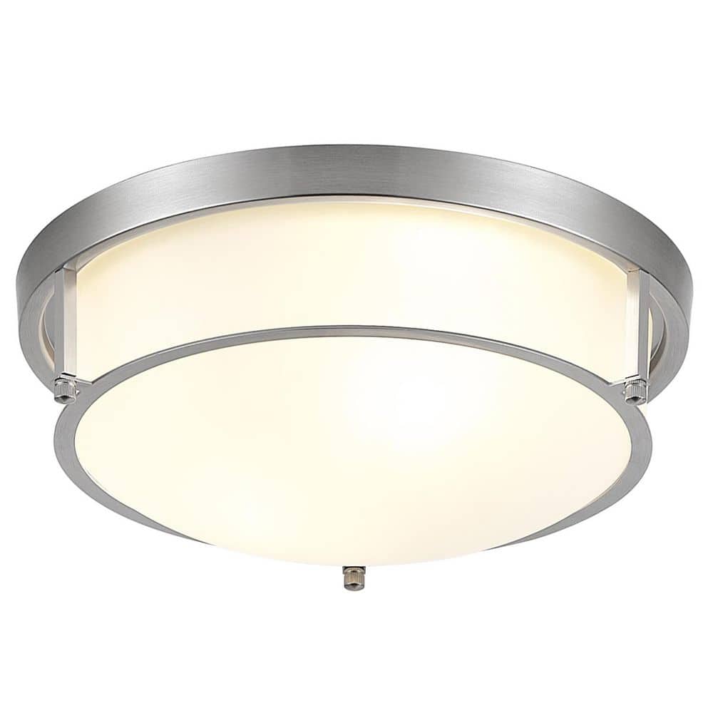 13 in. 2-Light Industrial Brushed Nickel Flush Mount Farmhouse Close to Cei