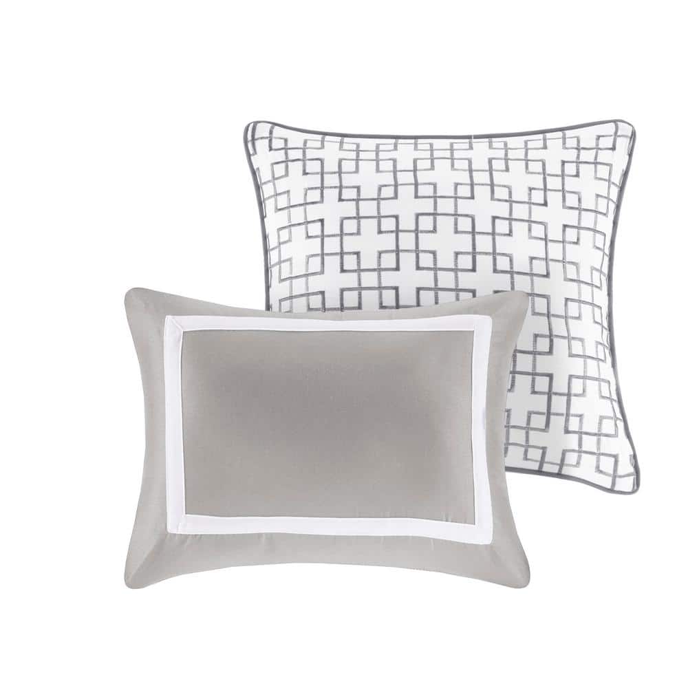 Madison Park Heritage King Microfiber 8-Piece Bedding Set in Gray