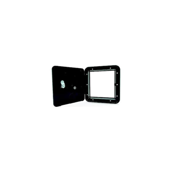 Square Electric Cable Hatch, Large with Open Back and Key Lock, Black
