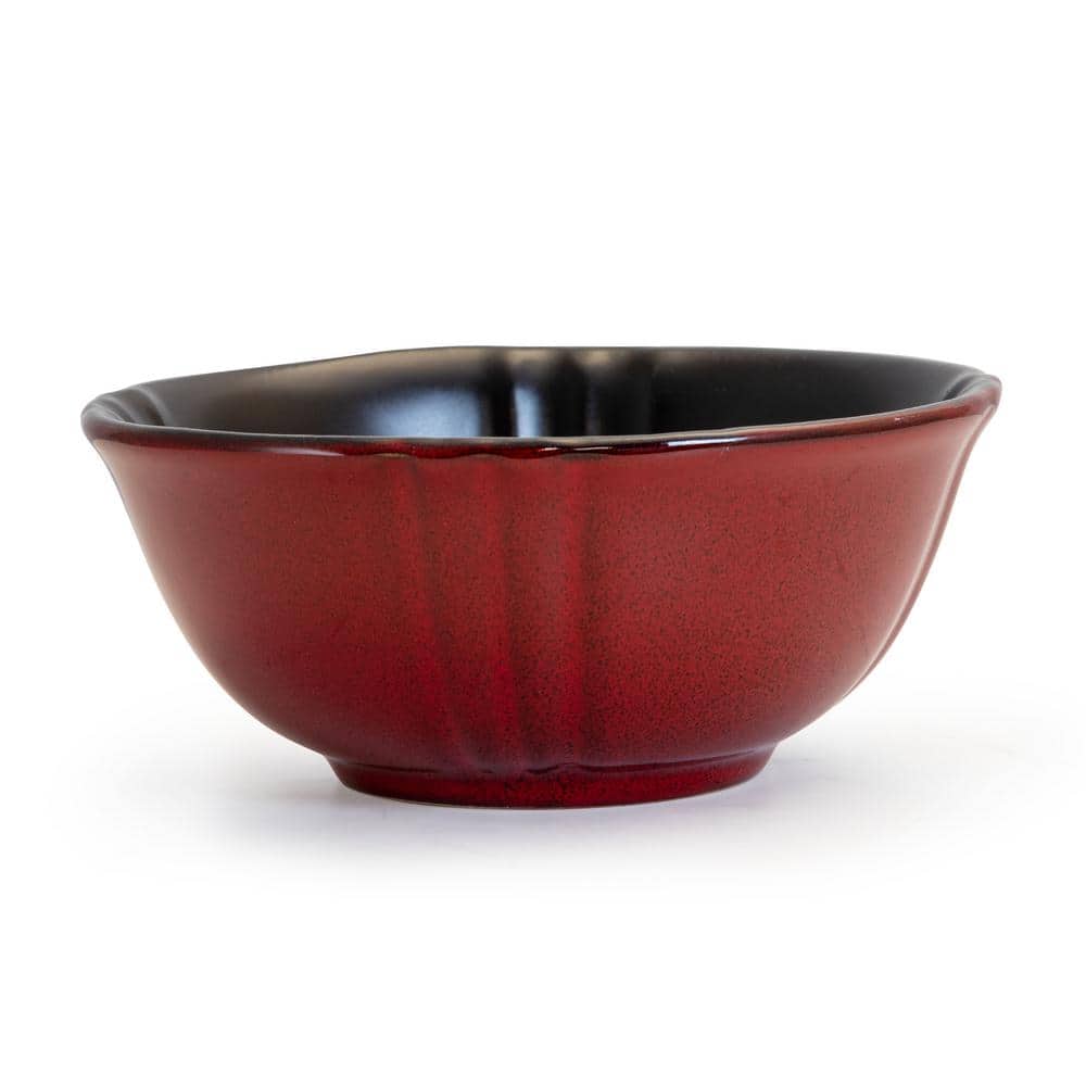 Regal Red and Black Ceramic Dinnerware Set for Four