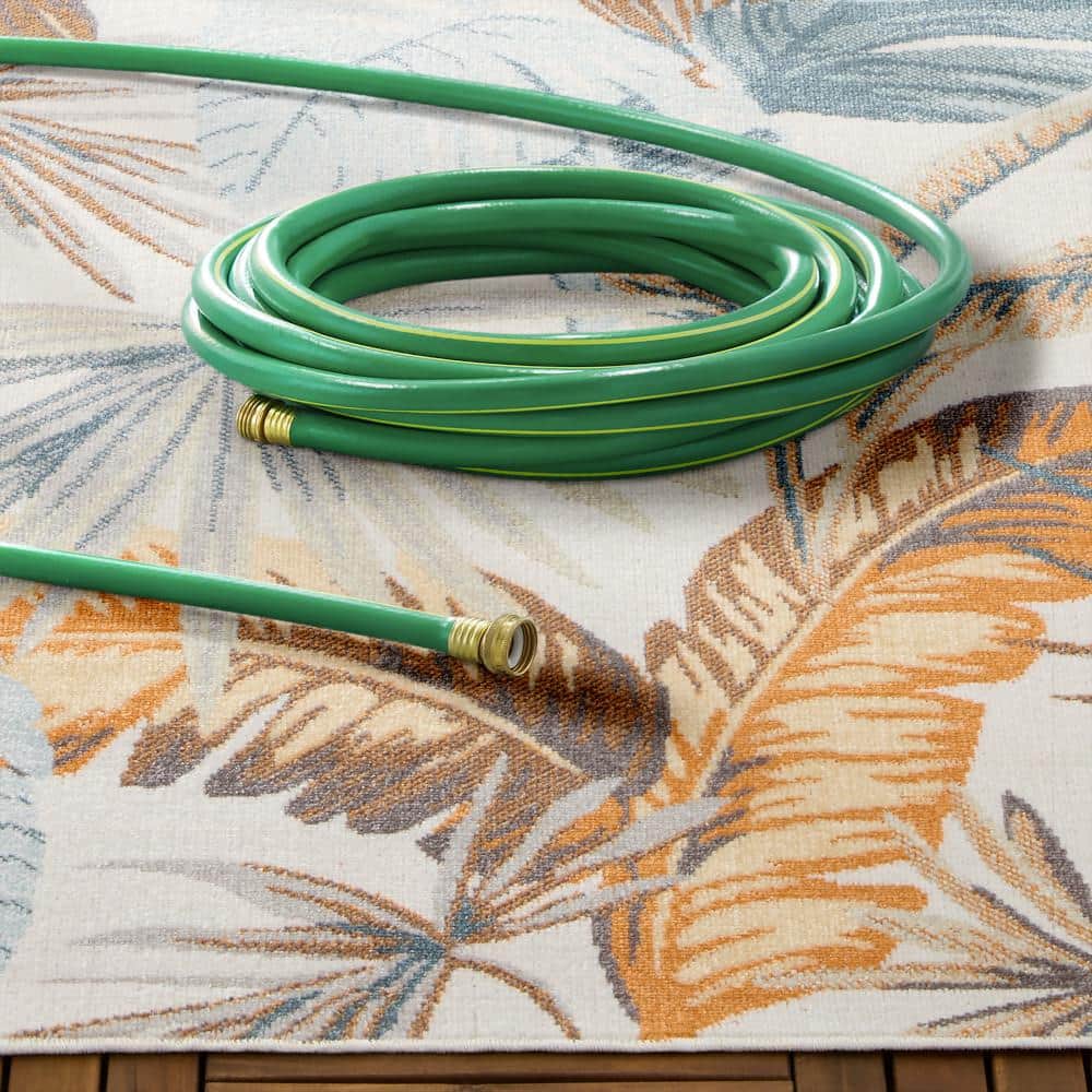 Ivory Multi 8' x 10' Synthetic Tropical Area Rug