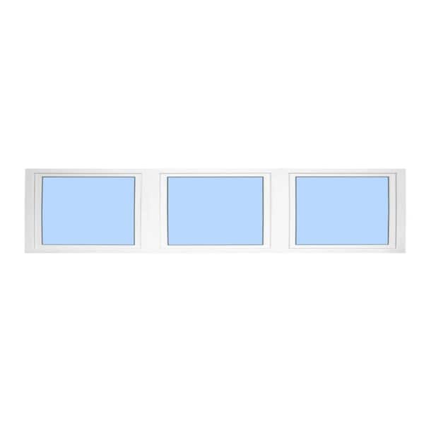 108 in. x 24 in. Elite Euro White Exterior/Interior Vinyl Triple Sash Tilt/Turn Window with Middle Right Inward Swing