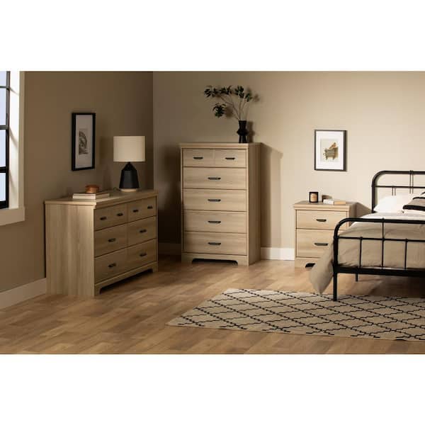 South Shore Versa Natural Ash 57.75 in. 6-Drawers Chest of Drawers