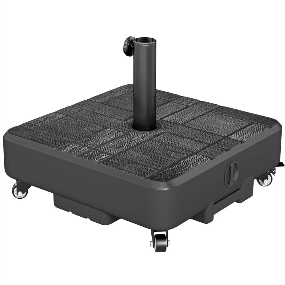 Rolling Patio Umbrella Base with Wheels, Fillable 62 lbs Water/77 lbs Sand, Fits 1.5–1.9 in Poles, Woodgrain Black price history on PriceWatchPro