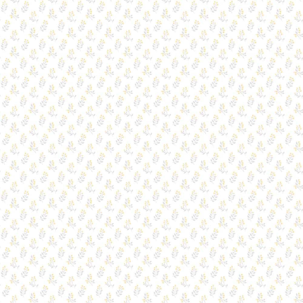 Vintage Floral Bud Yellow Grey Matte Finish Non-Woven Paper Non-Pasted Wall