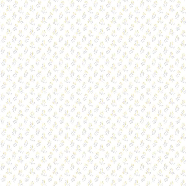 Unbranded Vintage Floral Bud Yellow Grey Matte Finish Non-Woven Paper Non-Pasted Wallpaper Roll