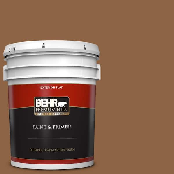 BEHR PREMIUM PLUS 5 gal. #260F-7 Caramel Latte Flat Exterior Paint & Primer