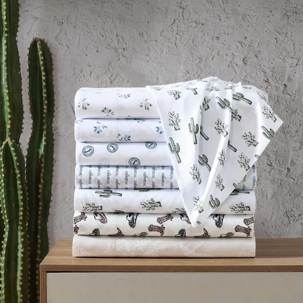 Wrangler Cacti 4-Piece Microfiber Green King Sheet Set