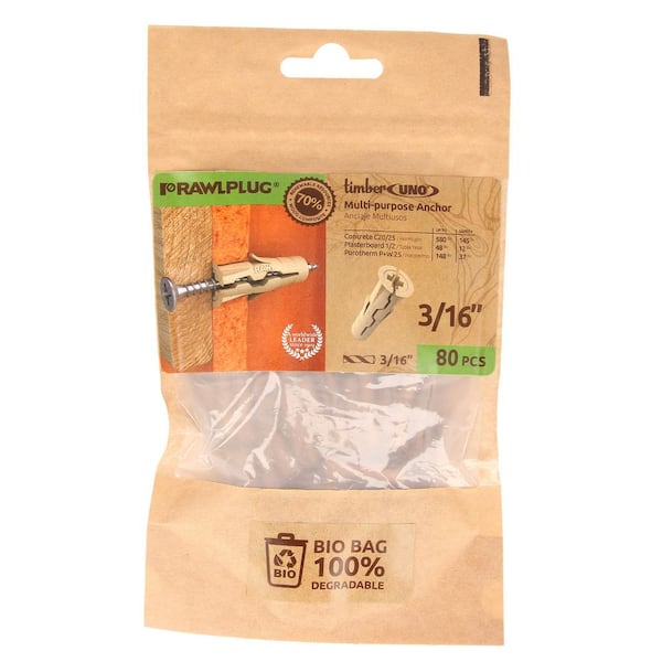Uno Timber Multi-Purpose Drywall Anchors 3/16 11 lbs. (Bio Pack of 80)