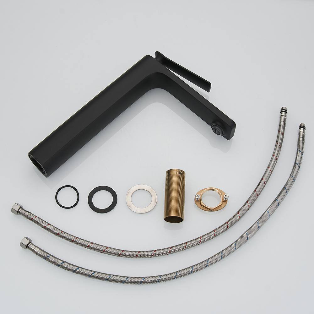 Matte Black Tall Single Handle Vessel Sink Faucet