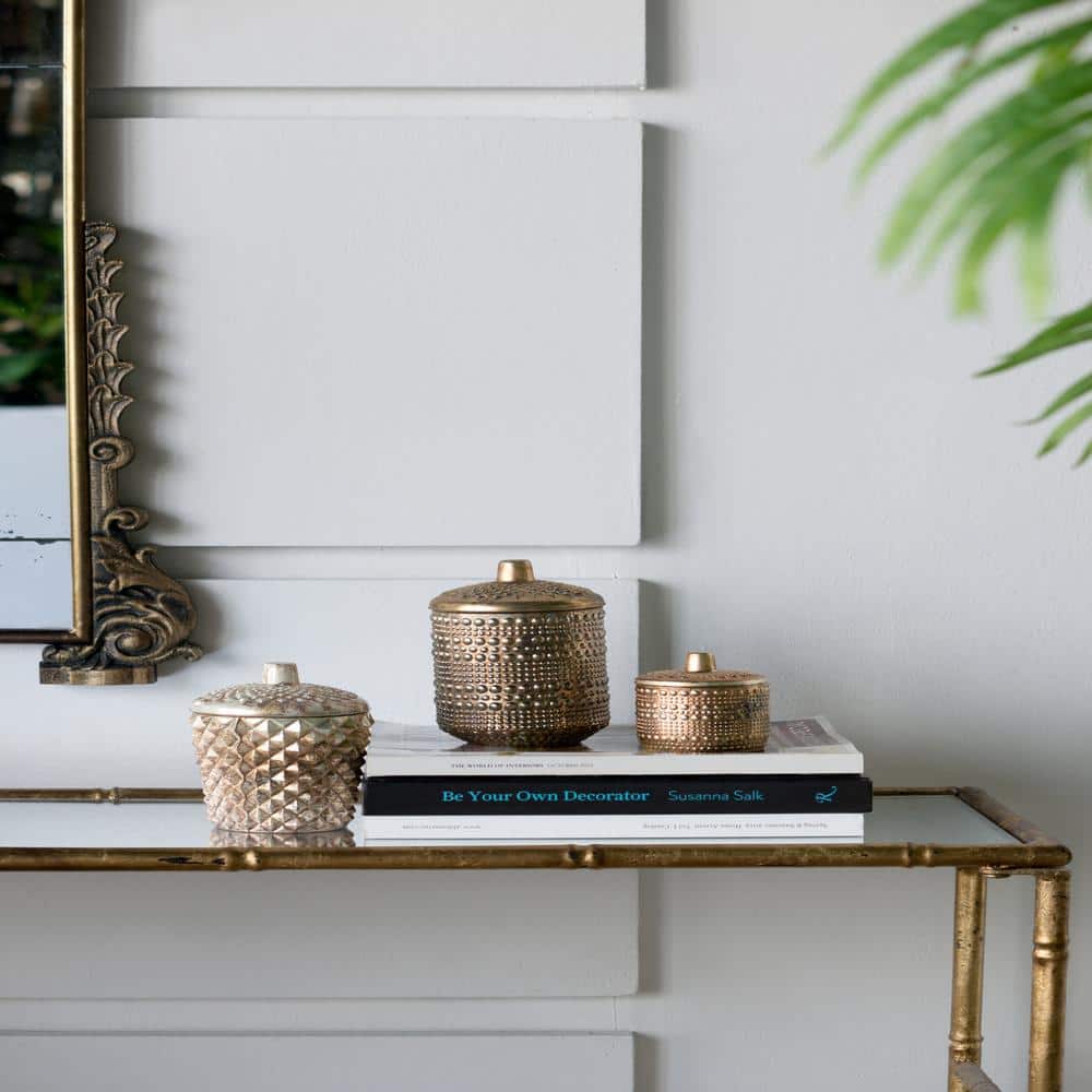 Gold Natural Tapered and Diamond Textured Earl Grey Soy Wax Candles for Liv