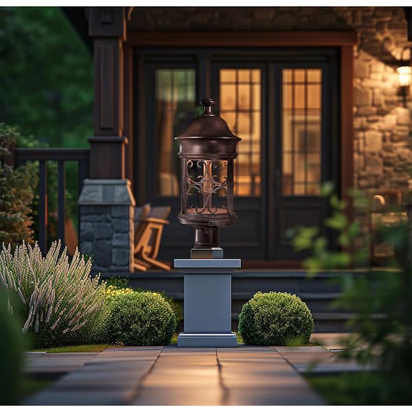 Sage Ridge 1-Light Vintage Rust Outdoor Post Lantern