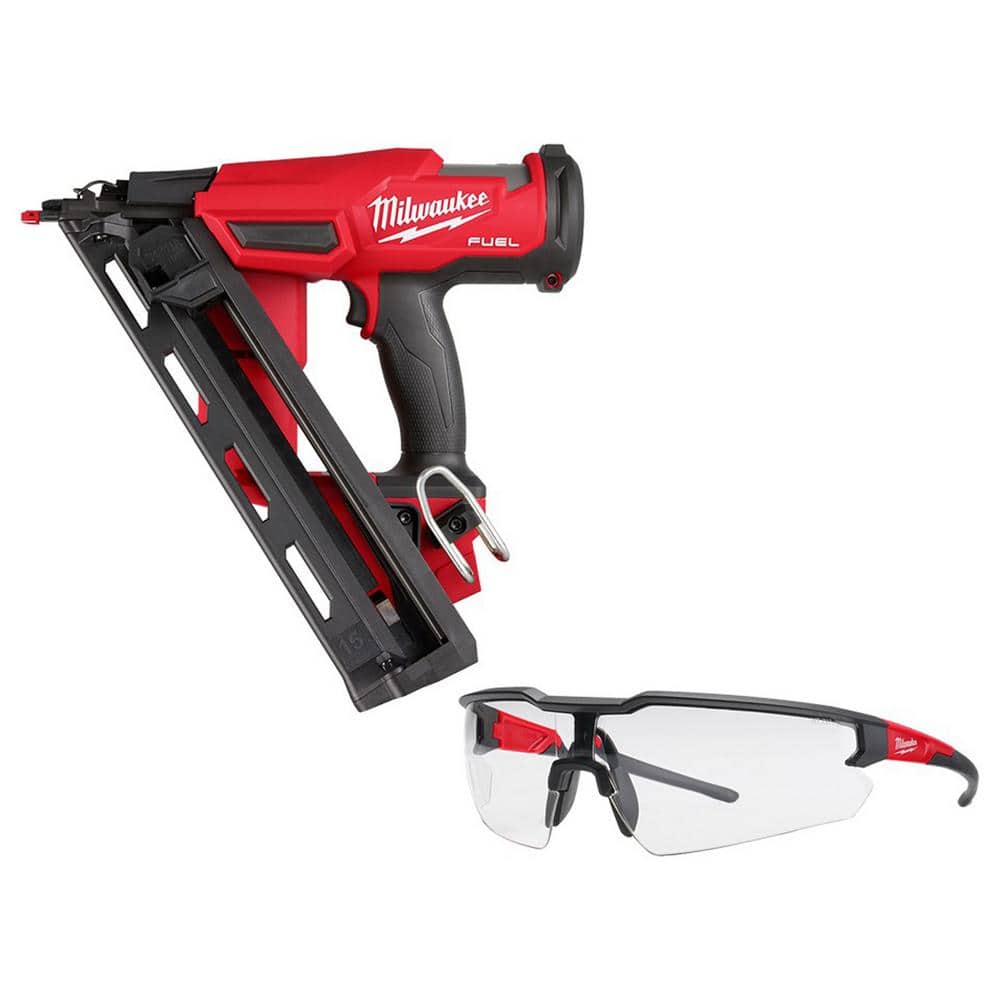 Milwaukee M18 FUEL 18-Volt Lithium-Ion Brushless Cordless Gen II 15GA Finish Nailer Tool-Only w/Clear Anti Scratch Safety Glasses