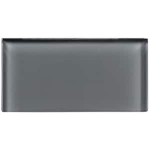 Enchant Joy Devon Dark Gray Glossy 3 in. x 6 in. Smooth Glass Subway Wall Tile (1.83 sq. ft./Case)